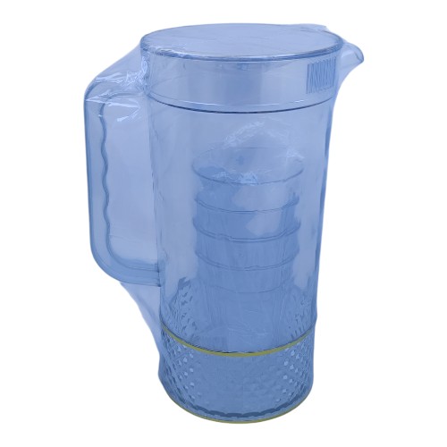 جاك اكريلك شفاف خط ذهبي مع 5 كاسات موديل 1267-6-25