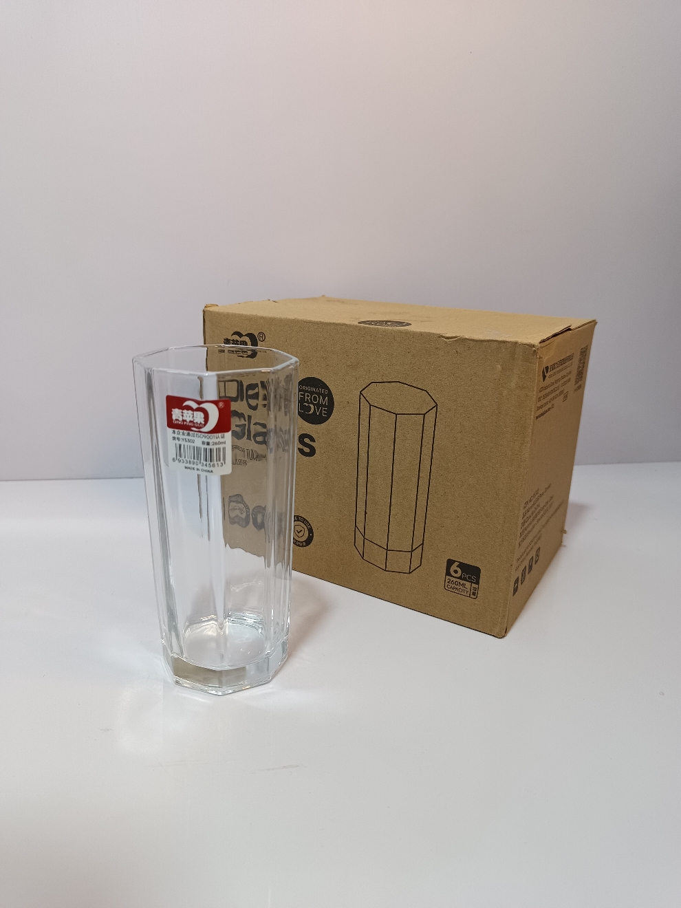 كاسات عصير زجاج سداسي 260مل*6/ Y-5302
